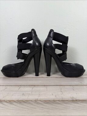 🔥Steve Madden Black Caged Platform Open Toe Heels 8.5 Indie Sleaze Grunge